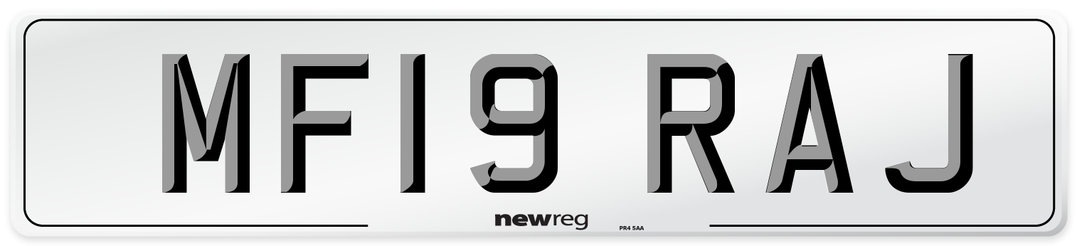MF19 RAJ Number Plate from New Reg